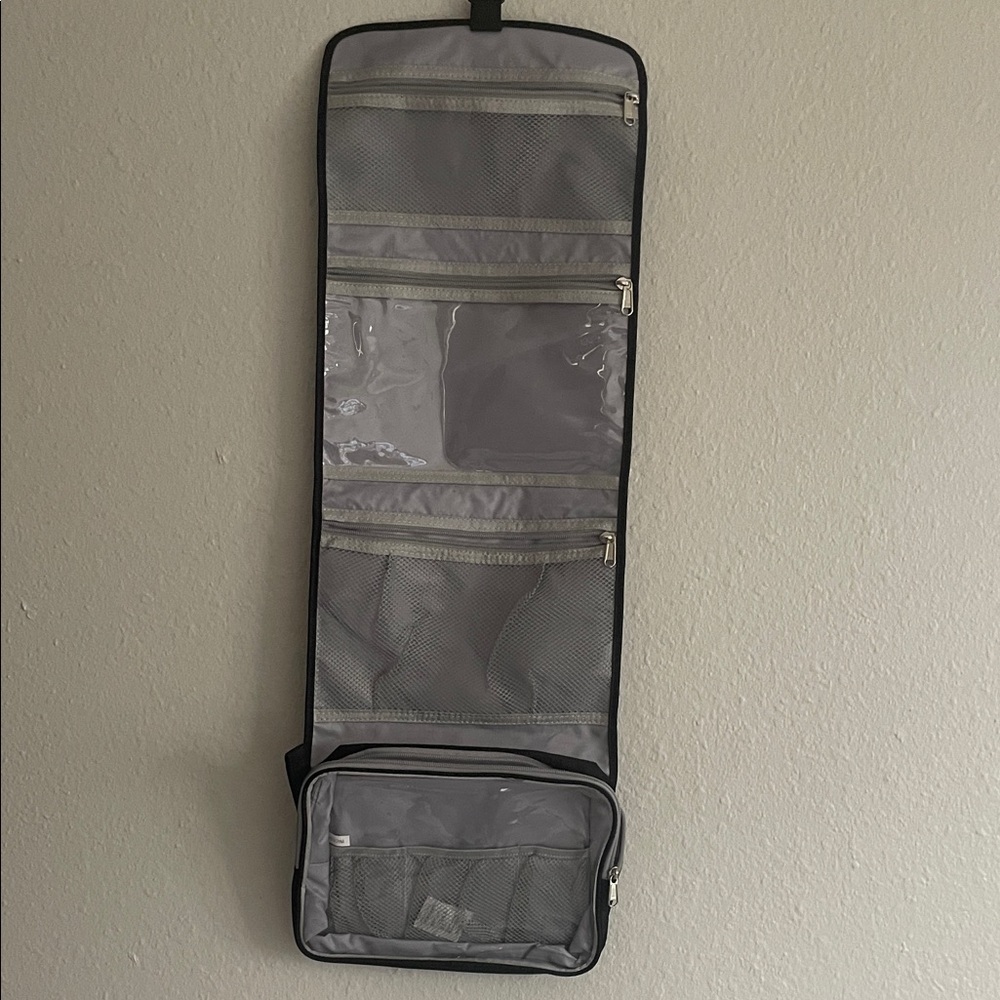 Black with gray  Hanging Toiletry Bag